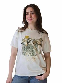 T-SHIRT I 100% BOMULL MED KULT PRINT I FRONT. OLIVEN