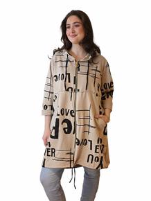 RÅKUL HOODIE OVERSIZE JAKKE MED GLIDELÅS, SNØRING OG LOMMER. DENNE MOD. ER ROMSLIG OG HAR EN GOD PASSFORM. BEIGE