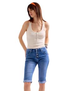 BERMUDA I DENIM FRA PLACE DU JOUR I MYK BOMULL/ELASTAN MED GOD STRETCH OG PASSFORM. DENIM