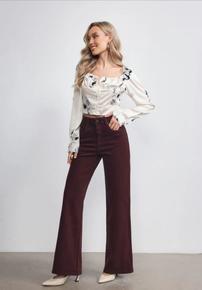 HØSTNYTT!! WIDE LEG MODELL FRA JEWELLY MED GOD STRETCH OG PASSFORM. BURGUNDY
